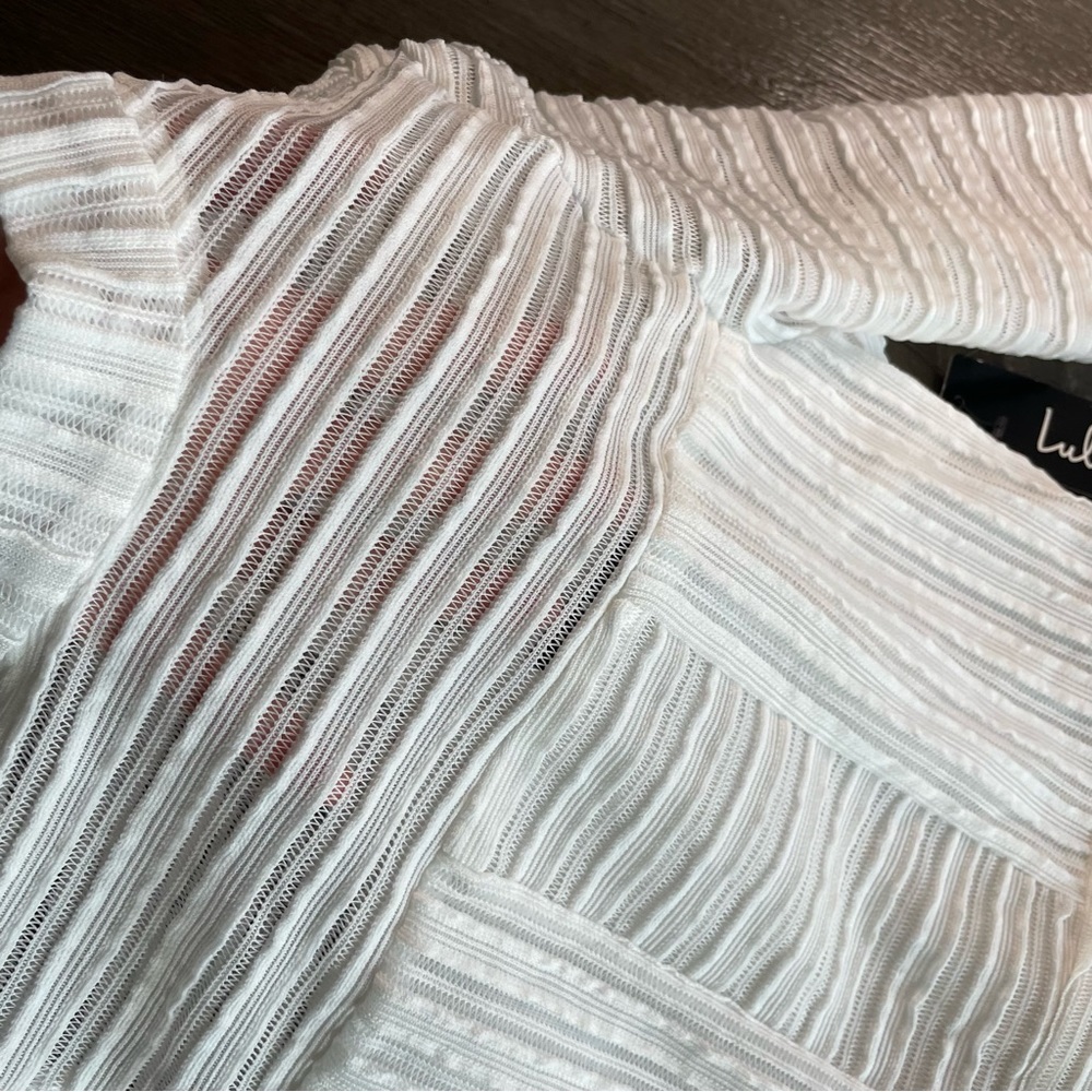 NWT Lulu’s For Always White Ruffled Long Sleeve Mini Dress XS - Picture 9 of 16